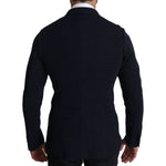 Dolce & Gabbana Dark Blue Dotted Double Breasted Coat Blazer