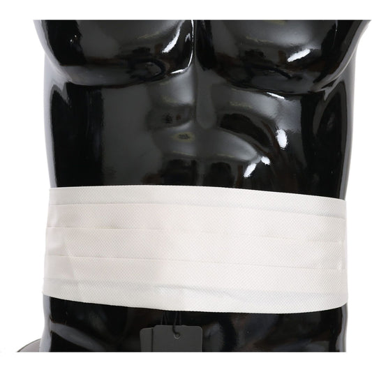 Dolce & Gabbana White Men Waist Belt 100% Silk Cummerbund BEL60451-52