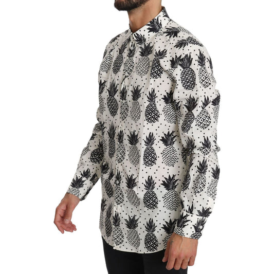 Dolce & Gabbana White Pineapple Cotton Top Shirt TSH4007-37