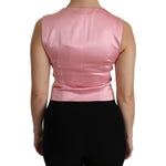 Dolce & Gabbana Pink Gold Brocade Waistcoat Vest Blouse Top TSH4287-38