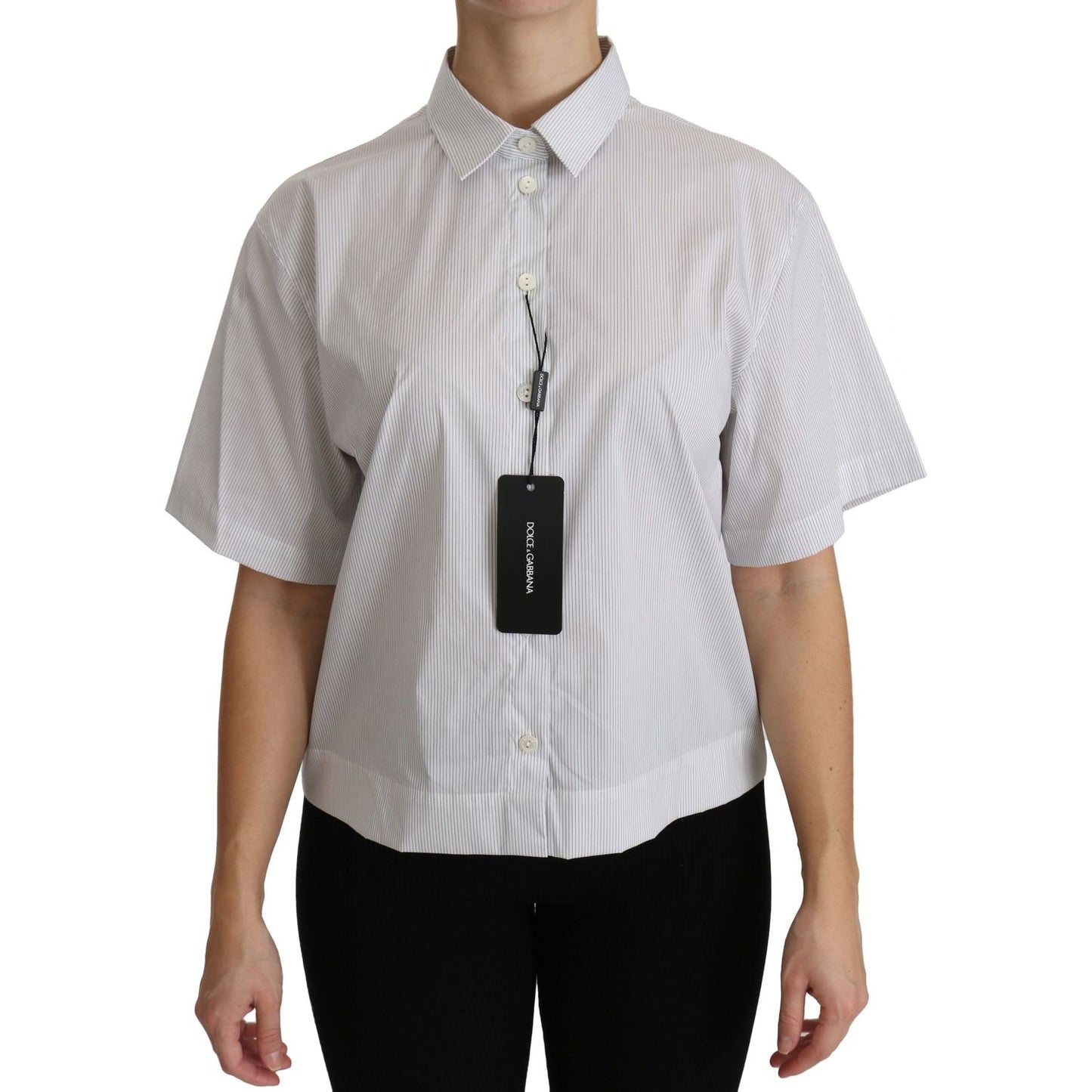 Dolce & Gabbana White Collared Short Sleeve Polo Shirt Top