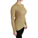 Dolce & Gabbana Elegant Long Sleeve Gold Cardigan Dolce & Gabbana Rosy Brown