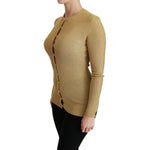 Dolce & Gabbana Elegant Long Sleeve Gold Cardigan Dolce & Gabbana Rosy Brown
