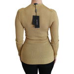 Dolce & Gabbana Elegant Long Sleeve Gold Cardigan Dolce & Gabbana Rosy Brown