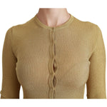 Dolce & Gabbana Elegant Long Sleeve Gold Cardigan Dolce & Gabbana Dark Khaki