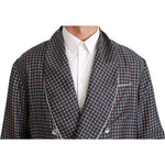 Dolce & Gabbana Navy Blue Patterned Double Breasted Coat Jacket Coats & Jackets