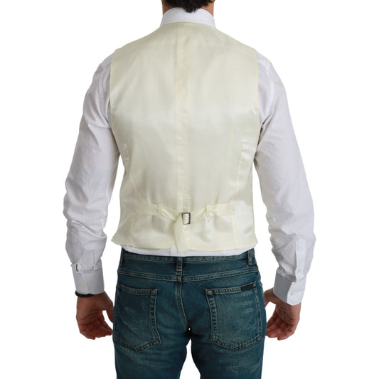 Dolce & Gabbana White Waistcoat Formal Wool Vest TSH4656-44
