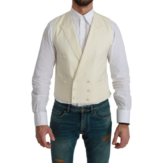 Dolce & Gabbana White Waistcoat Formal Wool Vest TSH4656-44