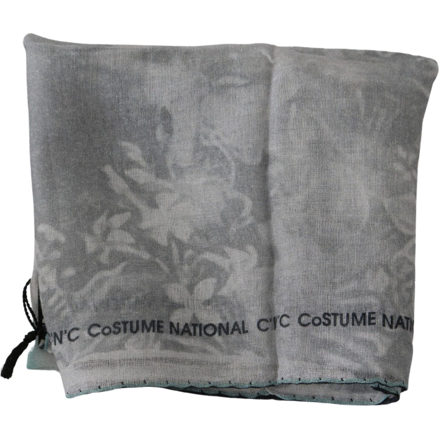 Costume National Gray Silk Shawl Foulard Wrap Scarf