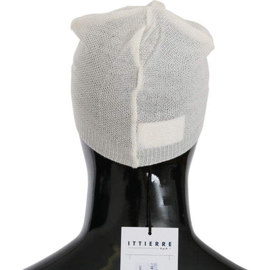 Costume National Beanie White Wool Blend Branded Hat HAT20127
