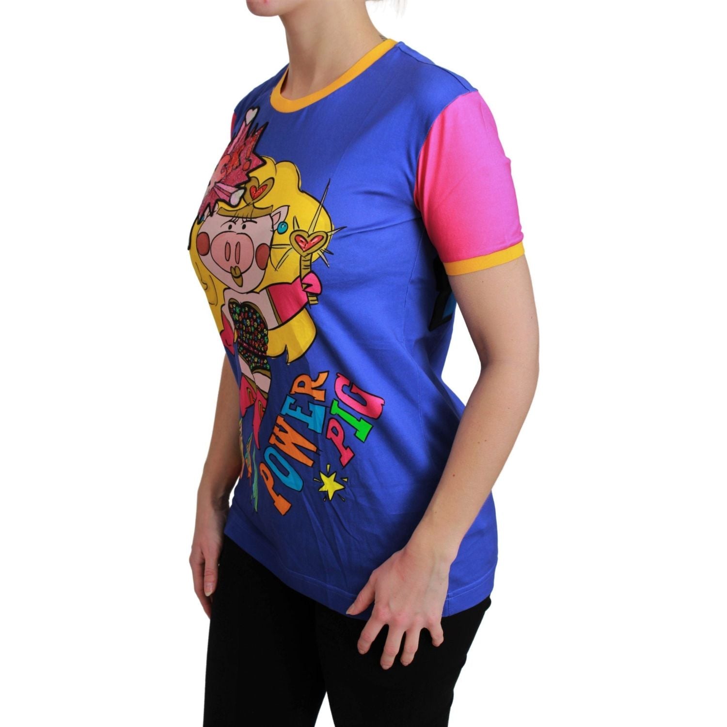 Dolce & Gabbana Purple PIG SUPERGIRL Top Cotton T-shirt