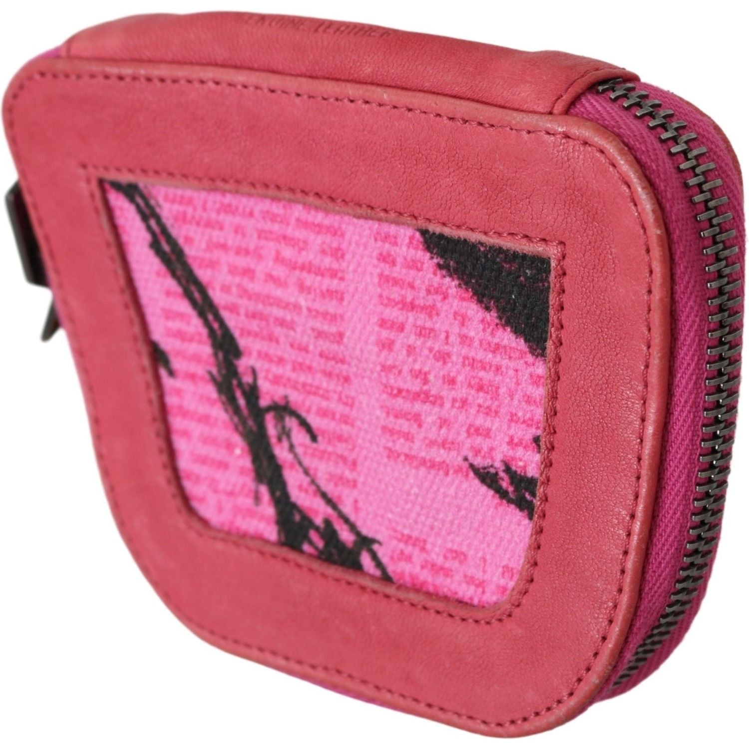 PINKO Pink Suede Printed Coin Holder Women Fabric Zippered Purse
