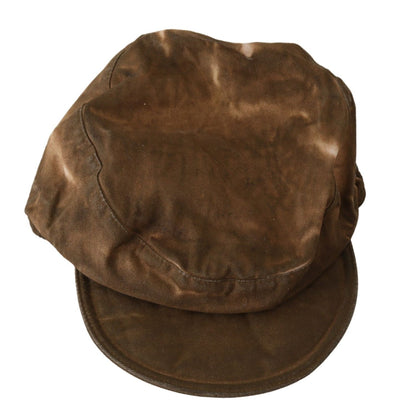 Costume National Brown Newsboy Beret Cabbie Fedora Hat