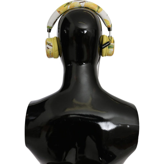 Dolce & Gabbana White Yellow Lemon Print Headset Headphones SMY7142