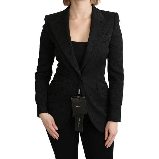 Dolce & Gabbana Elegant Black Brocade Single Breasted Blazer Dolce & Gabbana Black