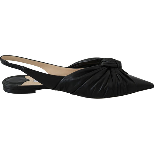 Jimmy Choo Elegant Pointed Toe Leather Flats Shoes
