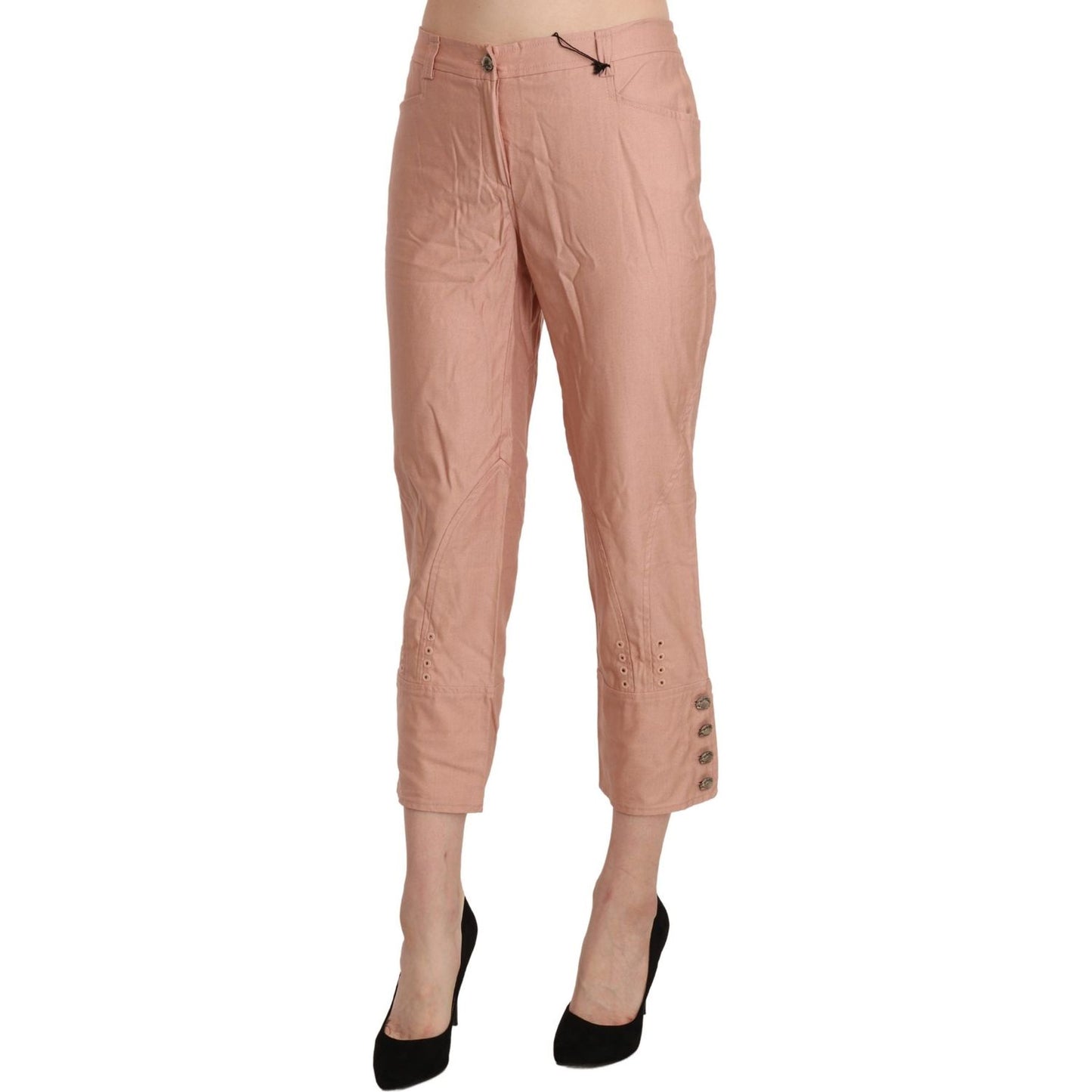 Ermanno Scervino Cotton Pink High Waist Cropped Trouser Pants