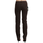 Ermanno Scervino Brown Mid Waist Skinny Slim Trouser Cotton Jeans