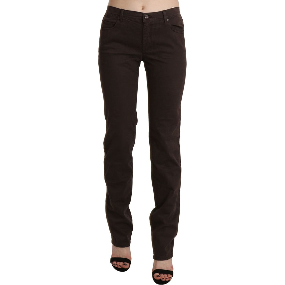 Ermanno Scervino Brown Mid Waist Skinny Slim Trouser Cotton Jeans