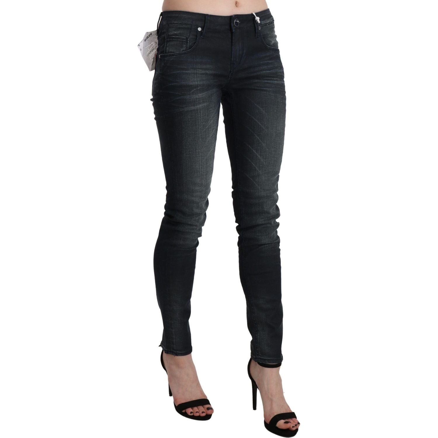 Acht Blue Washed Low Waist Skinny Denim Trouser
