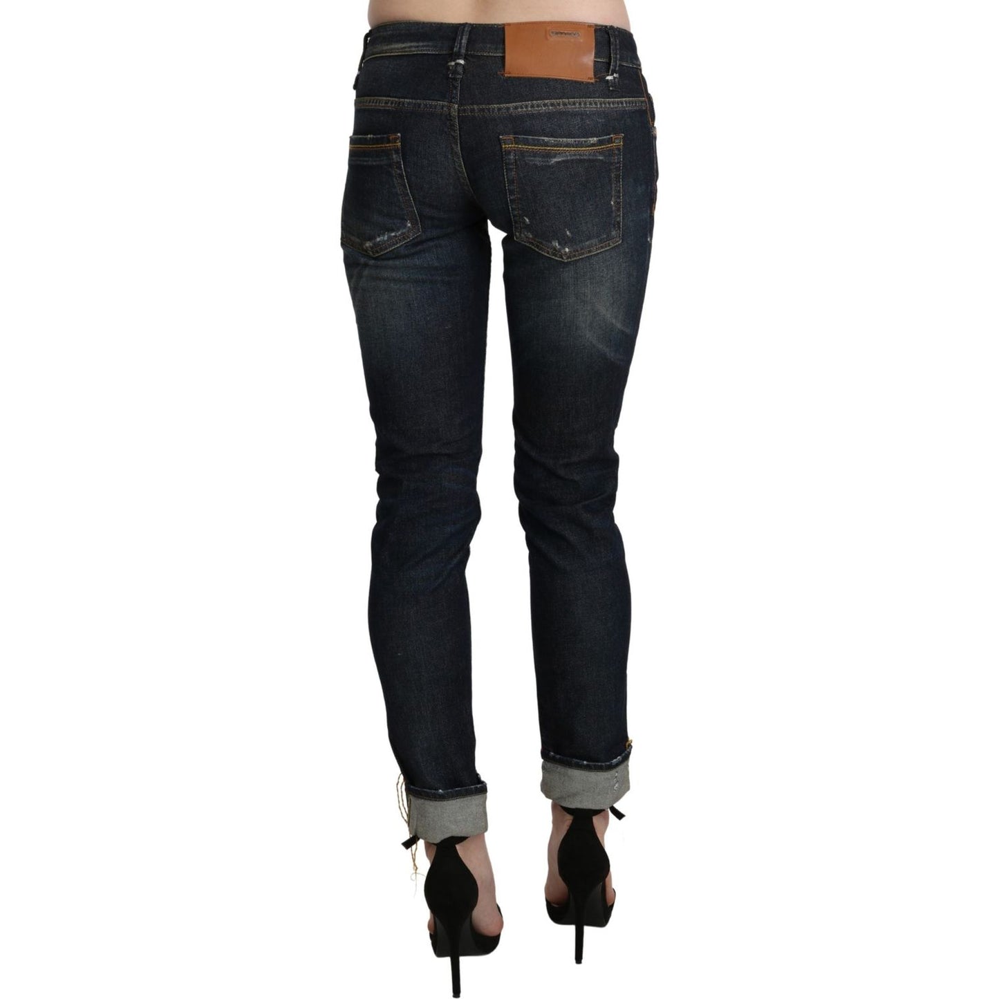 Acht Blue Washed Low Waist Skinny Cropped Denim Pant