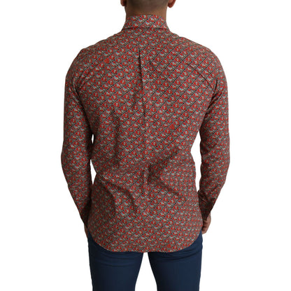 Dolce & Gabbana Red Printed Knight Formal Dress MARTINI Shirt