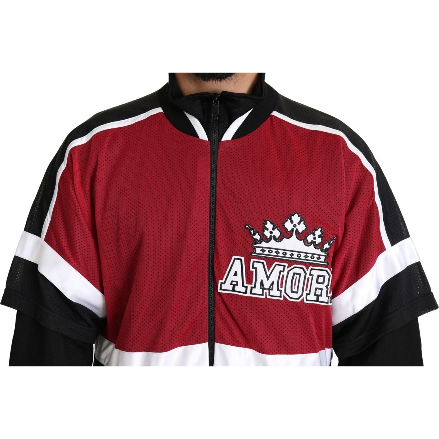 Dolce & Gabbana Red Black AMORE Sport Full Zipper Sweater