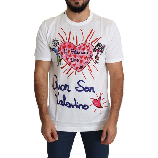Dolce & Gabbana White Saint Valentine Hearts Print Men T-shirt TSH5471-46