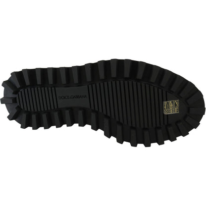 Dolce & Gabbana Black Rubberized Calfskin Chunky Derby Vulcano Shoes