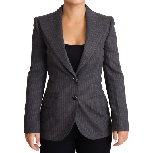Dolce & Gabbana Gray Single Breasted Fitted Blazer Wool Jacket Coats & Jackets