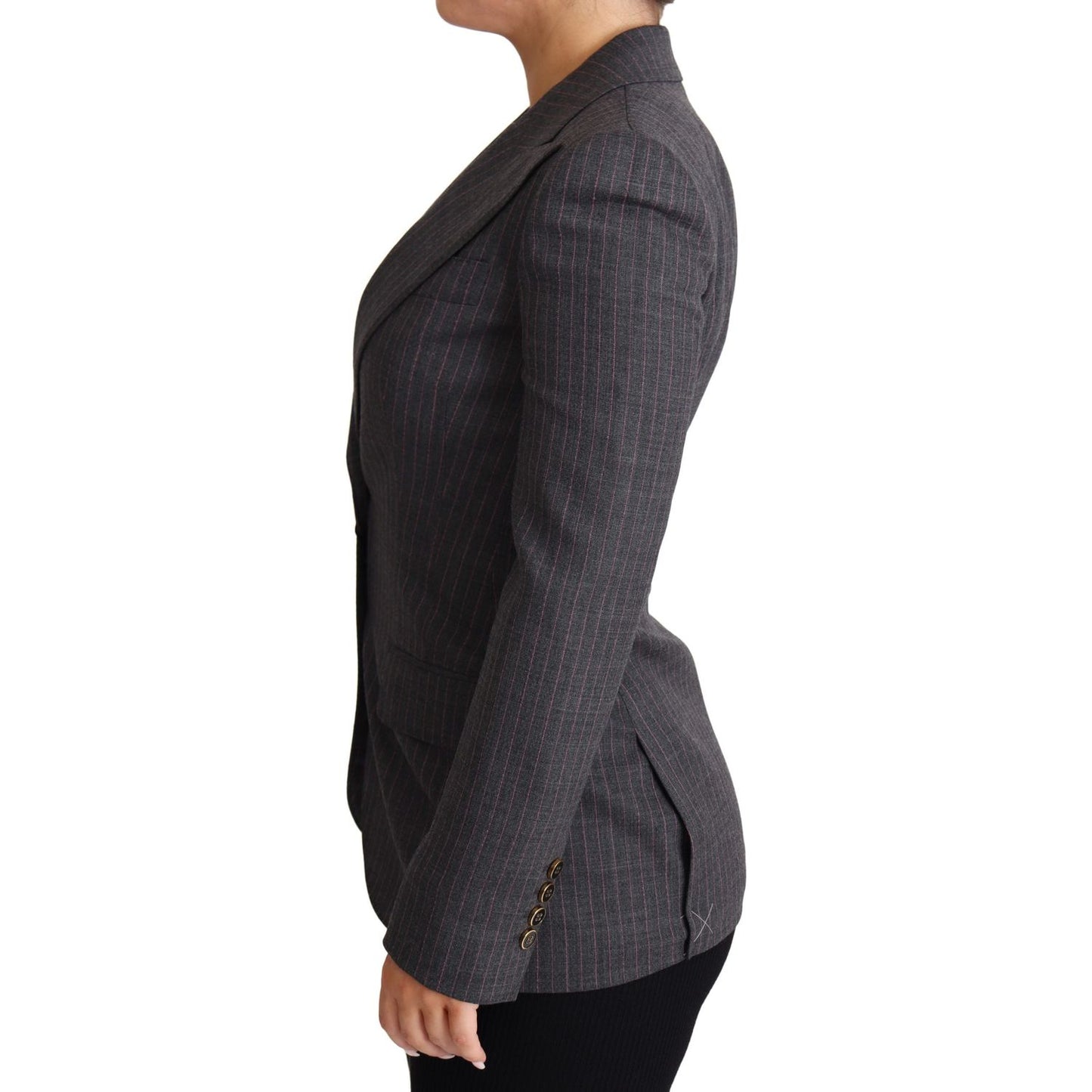 Dolce & Gabbana Gray Single Breasted Fitted Blazer Wool Jacket Coats & Jackets