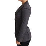 Dolce & Gabbana Gray Single Breasted Fitted Blazer Wool Jacket Coats & Jackets