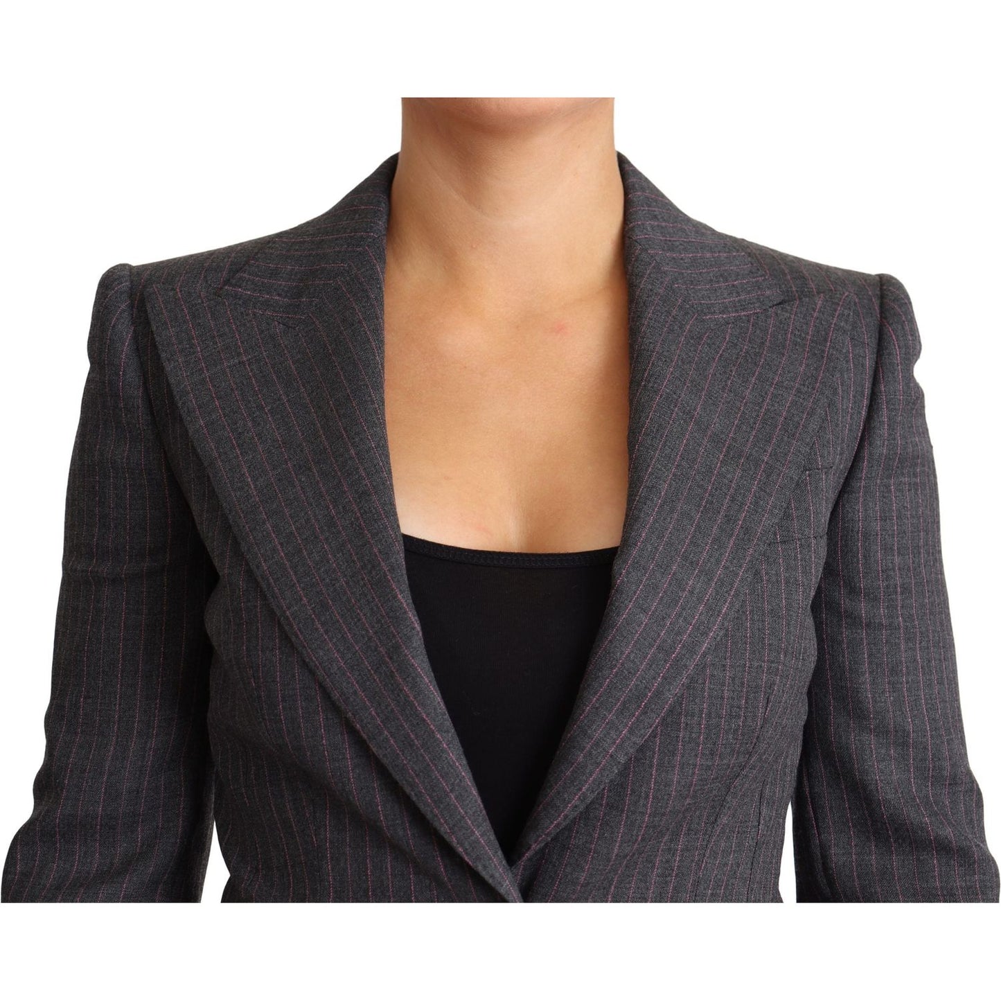 Dolce & Gabbana Gray Single Breasted Fitted Blazer Wool Jacket Coats & Jackets