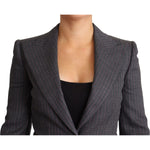 Dolce & Gabbana Gray Single Breasted Fitted Blazer Wool Jacket Coats & Jackets