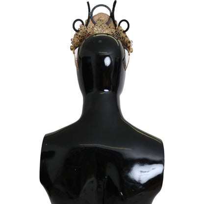 Dolce & Gabbana Gold Brass Floral Crystals LED Lights Crown Tiara Diadem Diadem