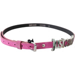 Just Cavalli Pink Silver Chrome Metal Buckle Waist Belt Belt