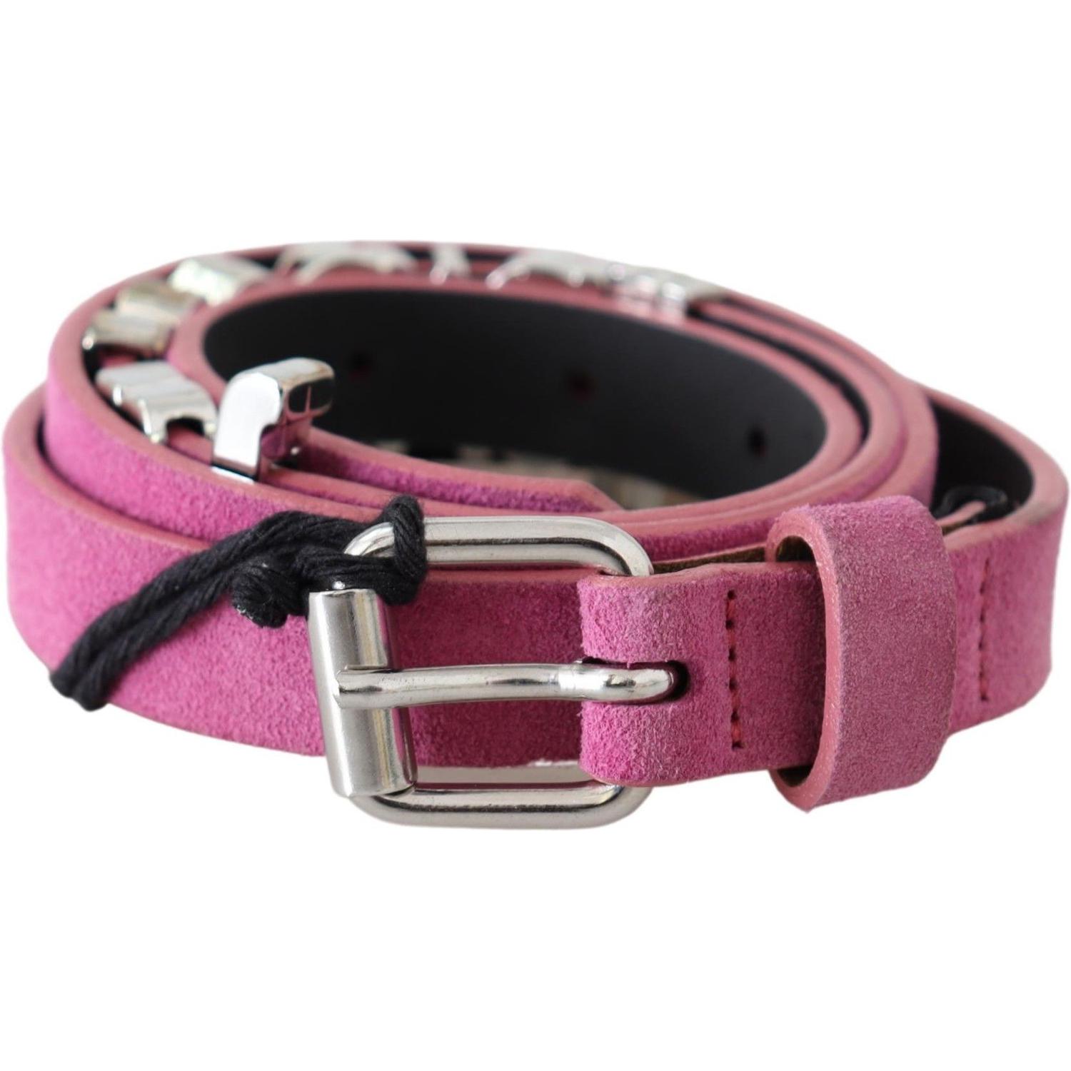 Just Cavalli Pink Silver Chrome Metal Buckle Waist Belt