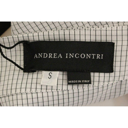 Andrea Incontri White Checkered Stretch Cotton Shorts