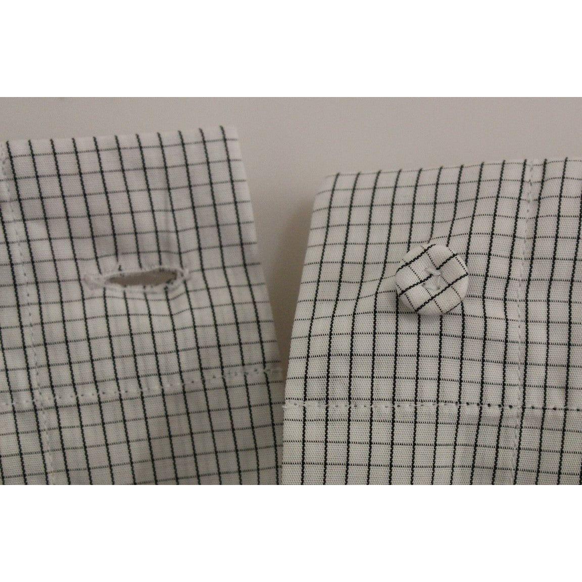 Andrea Incontri White Checkered Stretch Cotton Shorts