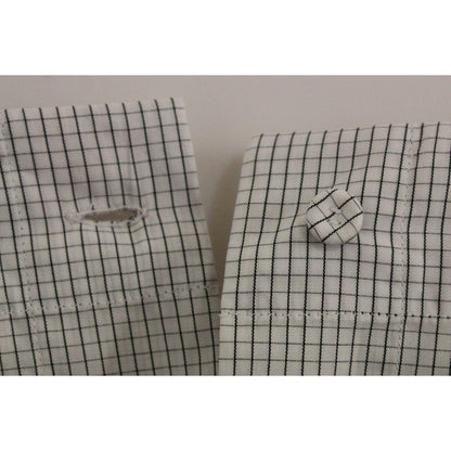 Andrea Incontri White Checkered Stretch Cotton Shorts