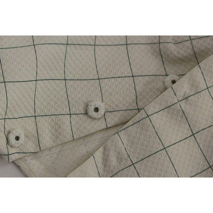 Andrea Incontri White Cotton Checkered Shirt Top