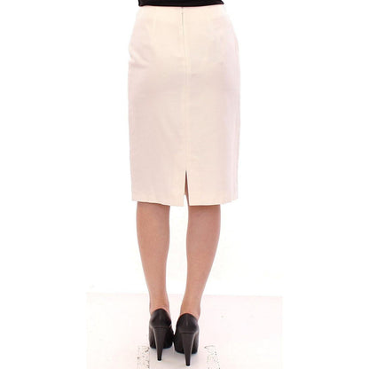 Andrea Incontri White Cotton Floral Embroidery Skirt