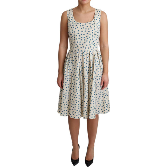 Dolce & Gabbana Beige Dotted Cotton A-Line Gown Dress Dresses