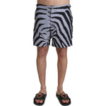 Dolce & Gabbana Gray Zebra Print Beachwear Shorts