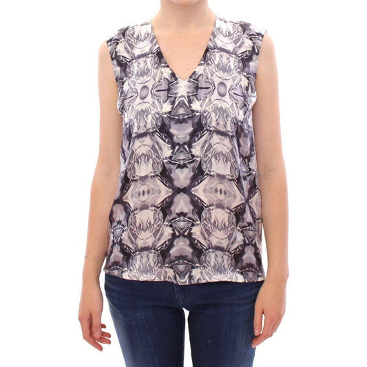Arzu Kaprol Exquisite Silk Sleeveless Blouse in Multicolor Arzu Kaprol Rosy Brown