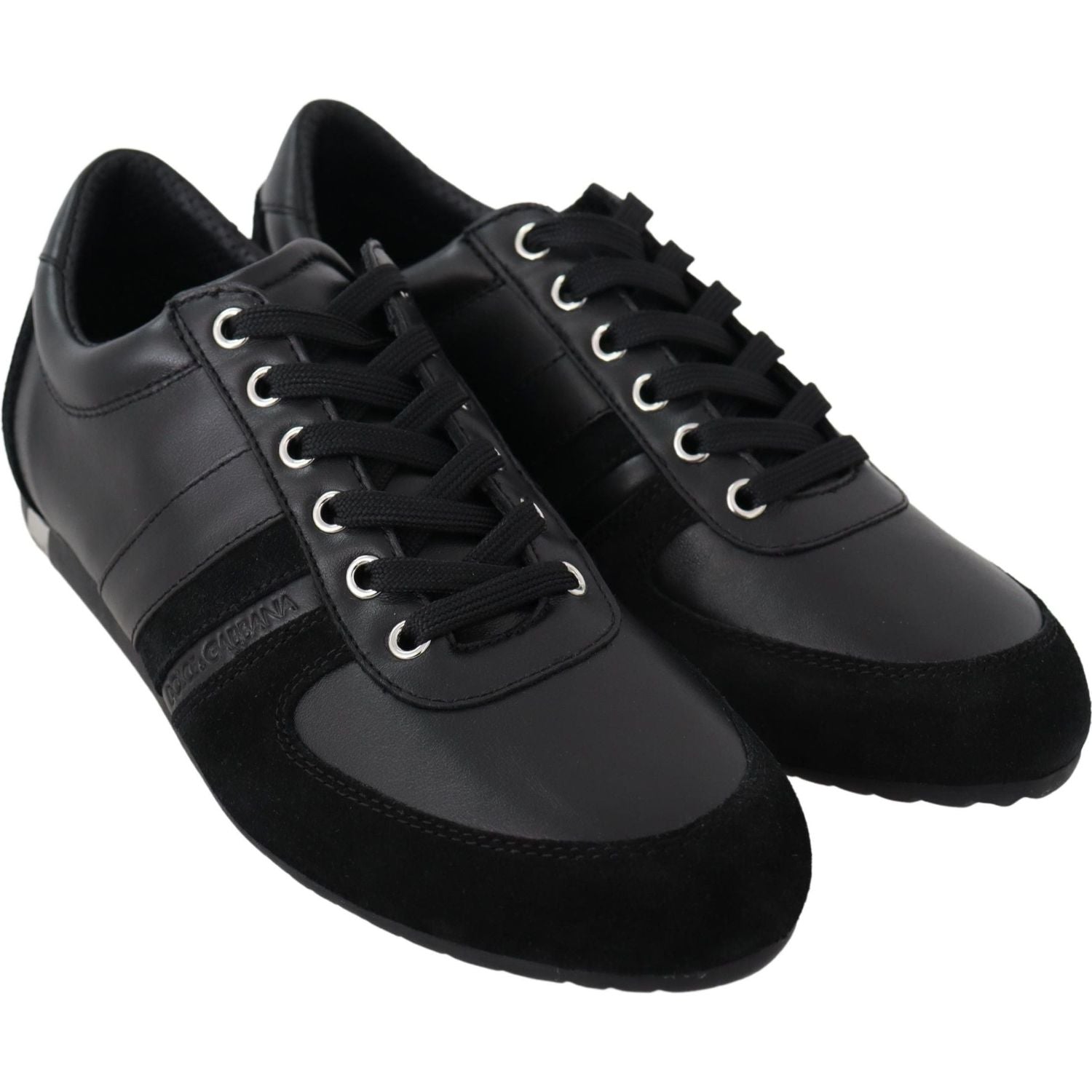 Dolce & Gabbana Black Logo Leather Casual Sneakers Shoes