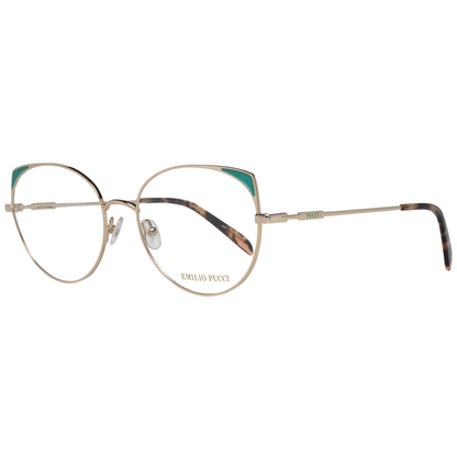 Emilio Pucci Gold Metal Glasses (Frames) in full-rim design for women with metal frames, size 54-17-140, includes branded case.