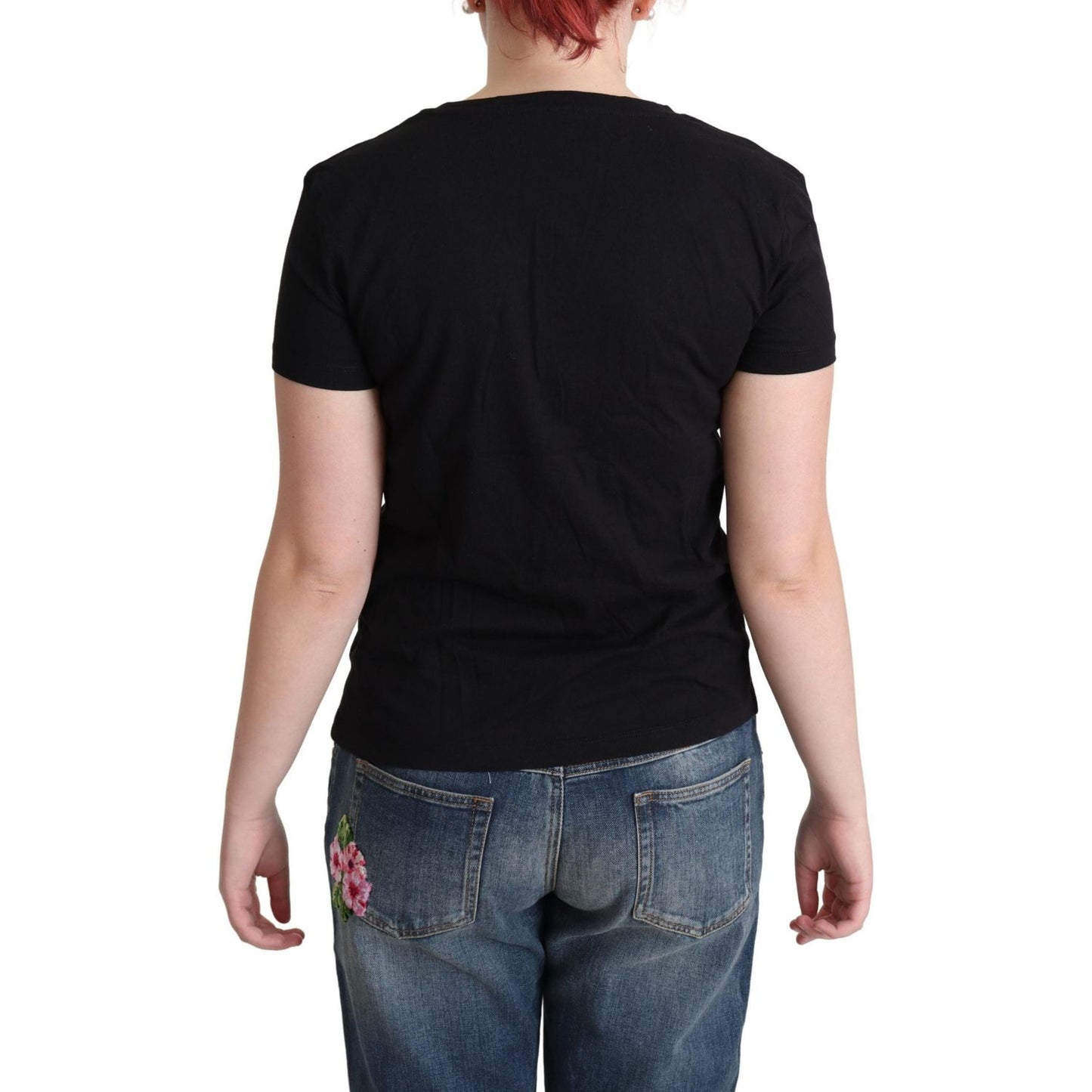 Moschino Black Printed Cotton Short Sleeves T-shirt