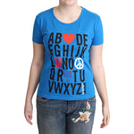 Moschino Blue Cotton Alphabet Letter Print Tops