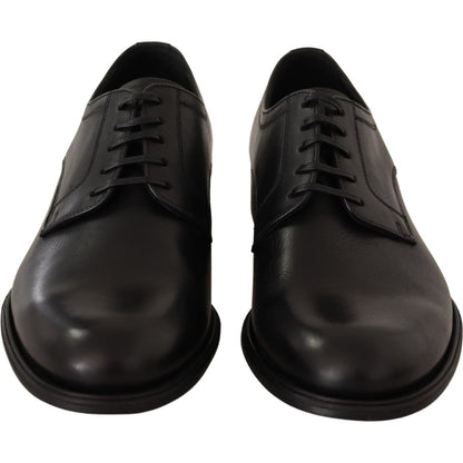 Dolce & Gabbana Black Leather Lace Up Mens Formal Derby Shoes Dress Shoes